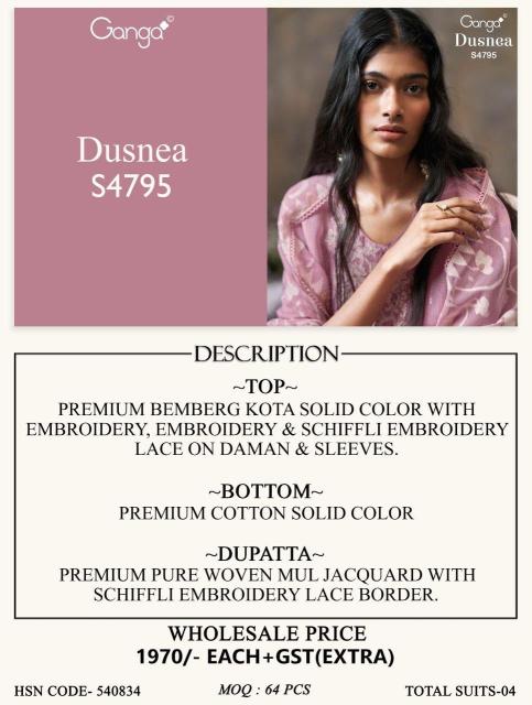 Ganga dusnea 4795 bemberg dress materials wholesale